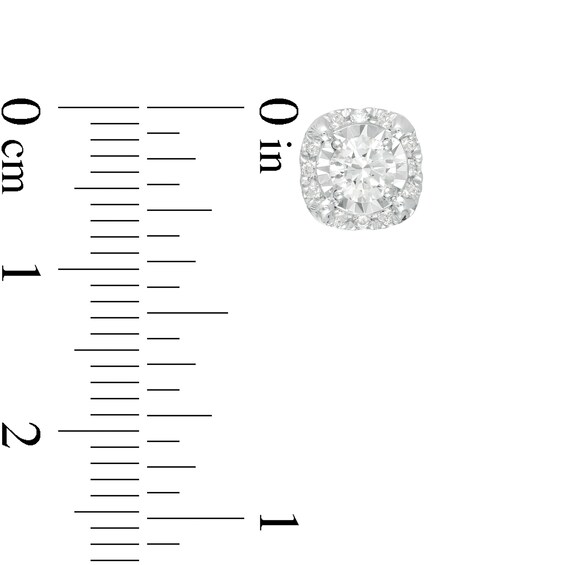 3/4 CT. T.w. Diamond Cushion Frame Stud Earrings in 10K White Gold