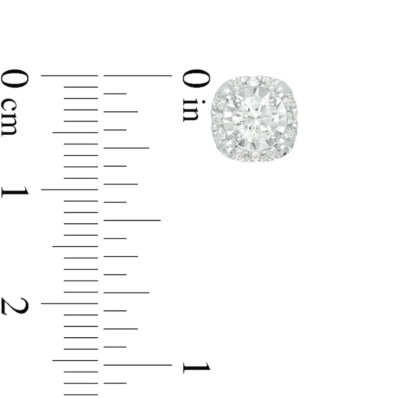 Main Image 2 of 3/4 CT. T.W. Diamond Cushion Frame Stud Earrings in 10K White Gold
