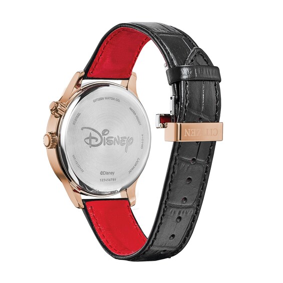 Citizen Eco-DriveÂ® Mickey Mouse Moon Phase Rose-Tone Strap Watch with White Dial (Model: Ap1053-15W)
