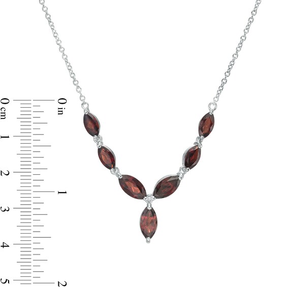 Marquise Garnet Chevron Necklace in Sterling Silver
