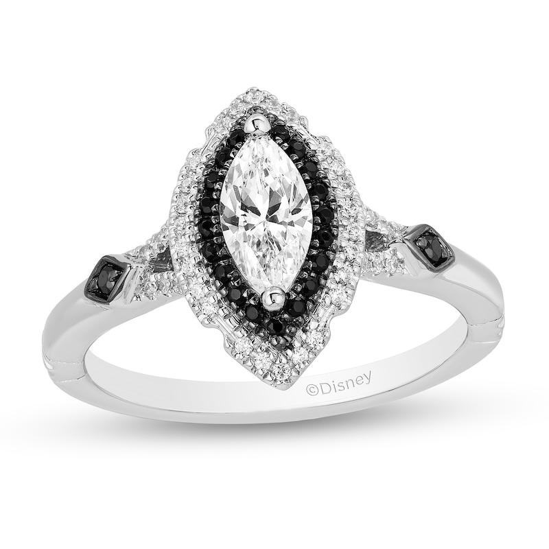 Main Image 1 of Enchanted Disney Villains Maleficent 3/4 CT. T.W. Enhanced Black and White Diamond Engagement Ring in 14K White Gold