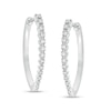 Thumbnail Image 0 of 1/2 CT. T.W. Diamond Oval Hoop Earrings in 10K White Gold