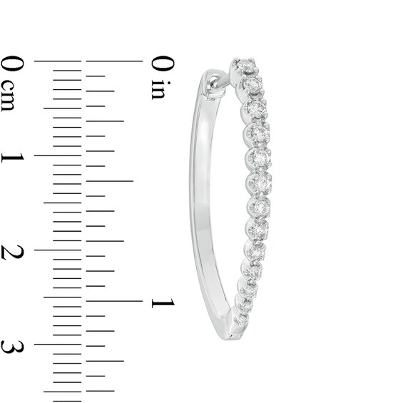 1/2 CT. T.w. Diamond Oval Hoop Earrings in 10K White Gold