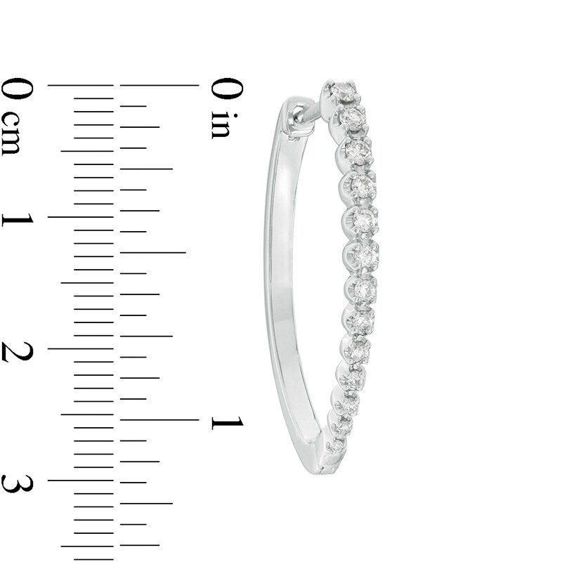 1/2 CT. T.W. Diamond Oval Hoop Earrings in 10K White Gold