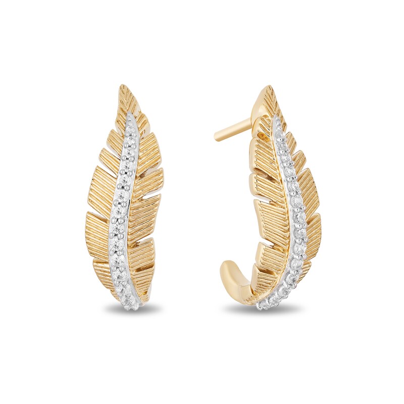 Main Image 1 of Enchanted Disney Pocahontas 1/5 CT. T.W. Diamond Feather Stud Earrings in 10K Gold