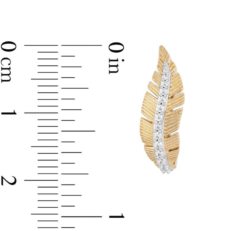 Main Image 2 of Enchanted Disney Pocahontas 1/5 CT. T.W. Diamond Feather Stud Earrings in 10K Gold