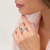 Thumbnail Image 2 of Oval Emerald and 1/2 CT. T.W. Diamond Starburst Frame Ring in 10K White Gold