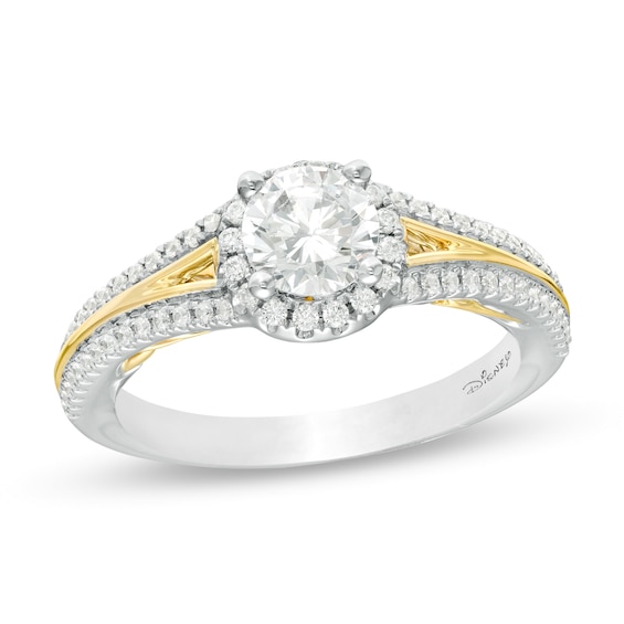 Enchanted Disney Anna 1 CT. T.w. Diamond Frame Split Shank Engagement Ring in 14K Two-Tone Gold