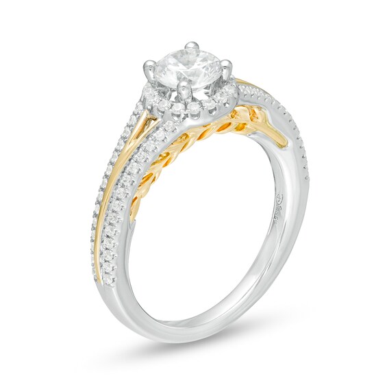 Enchanted Disney Anna 1 CT. T.w. Diamond Frame Split Shank Engagement Ring in 14K Two-Tone Gold