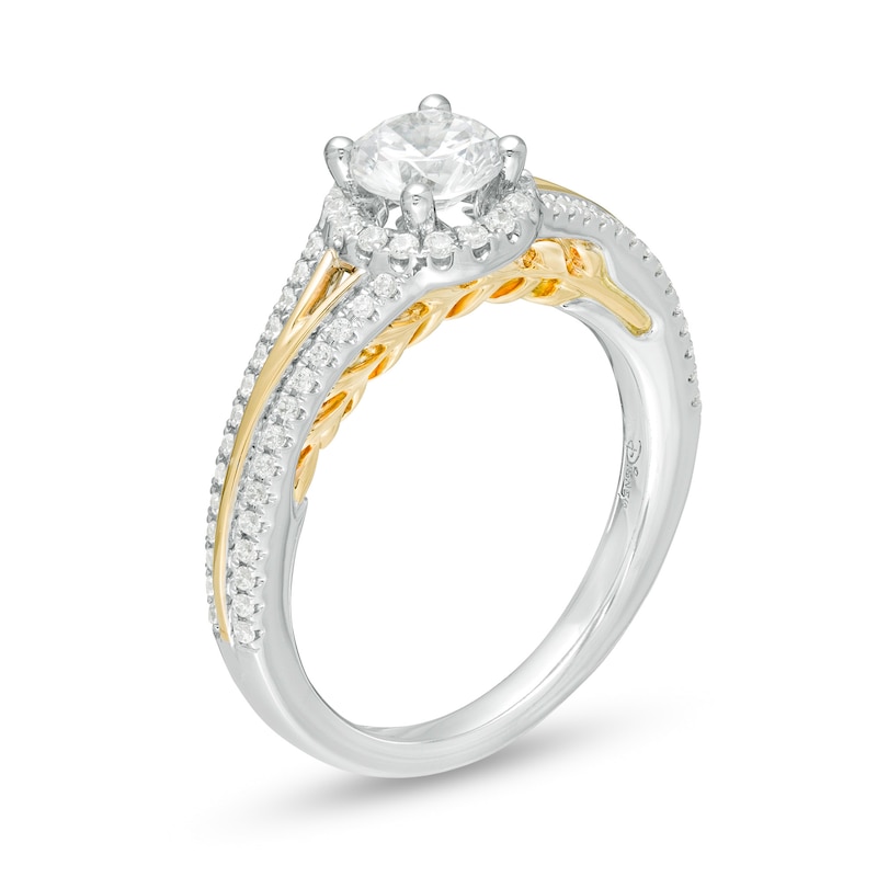 Main Image 3 of Enchanted Disney Anna 1 CT. T.W. Diamond Frame Split Shank Engagement Ring in 14K Two-Tone Gold