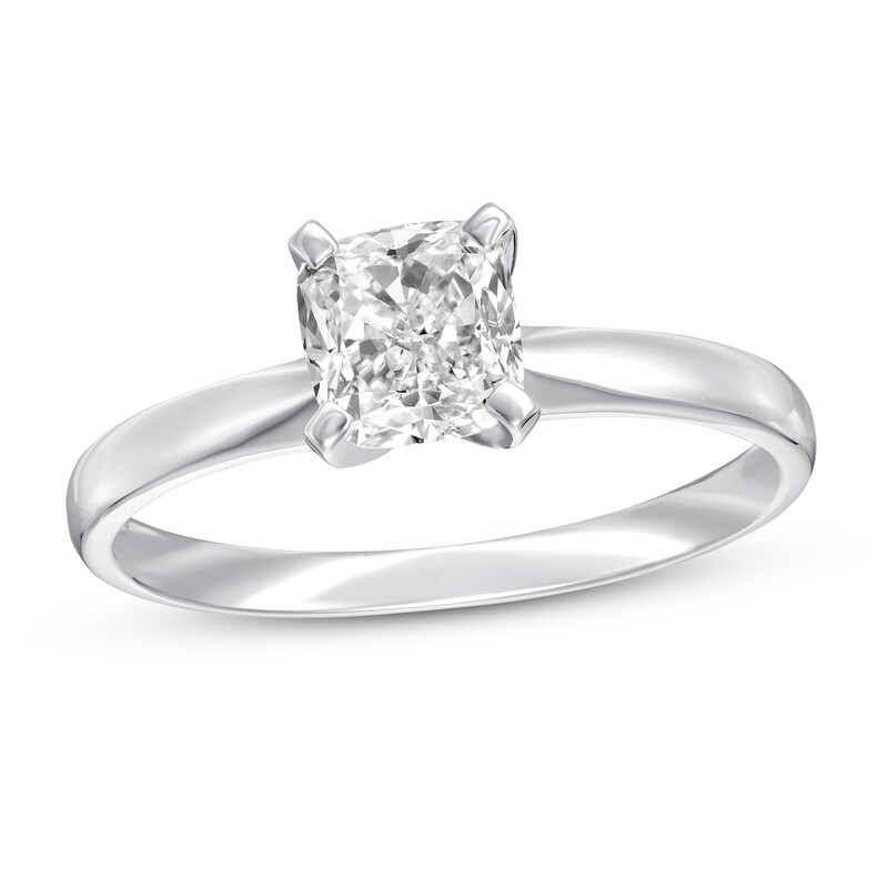 Main Image 1 of 1 CT. Certified Cushion-Cut Diamond Solitaire Ring in 14K White Gold (I/I1)