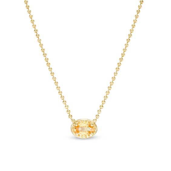 Sideways Oval Yellow Sapphire Solitaire Necklace in 10K Gold