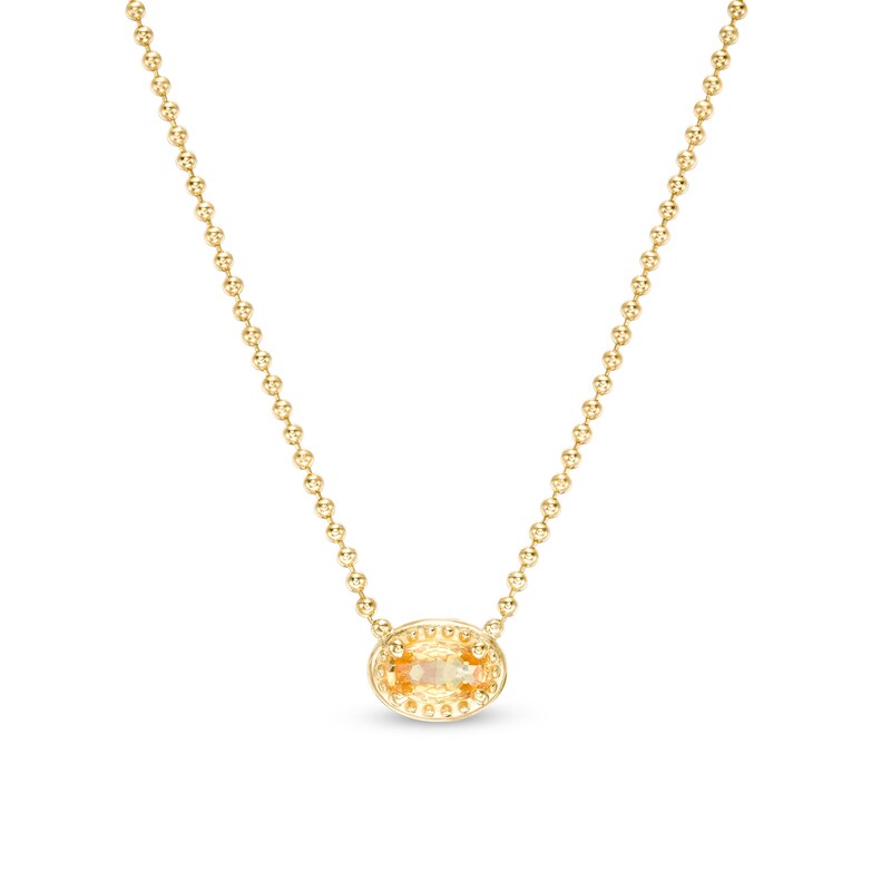 Main Image 1 of Sideways Oval Yellow Sapphire Solitaire Necklace in 10K Gold