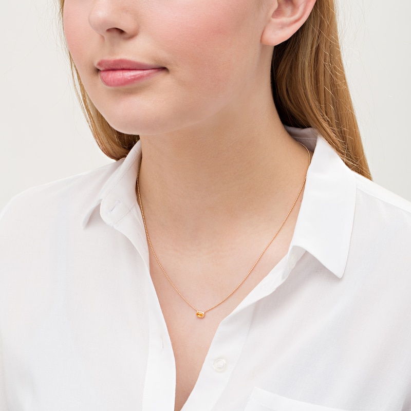 Main Image 2 of Sideways Oval Yellow Sapphire Solitaire Necklace in 10K Gold