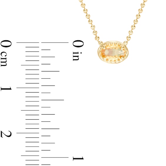 Sideways Oval Yellow Sapphire Solitaire Necklace in 10K Gold