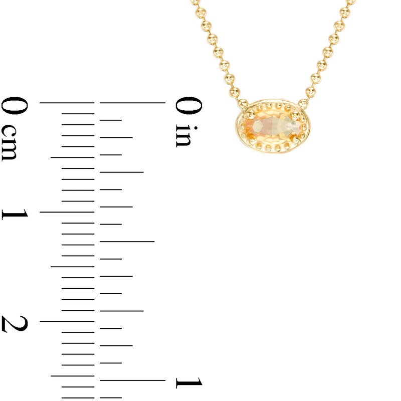 Main Image 3 of Sideways Oval Yellow Sapphire Solitaire Necklace in 10K Gold