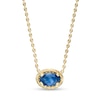 Thumbnail Image 1 of Sideways Oval Blue Sapphire Beaded Pendant in 10K Gold