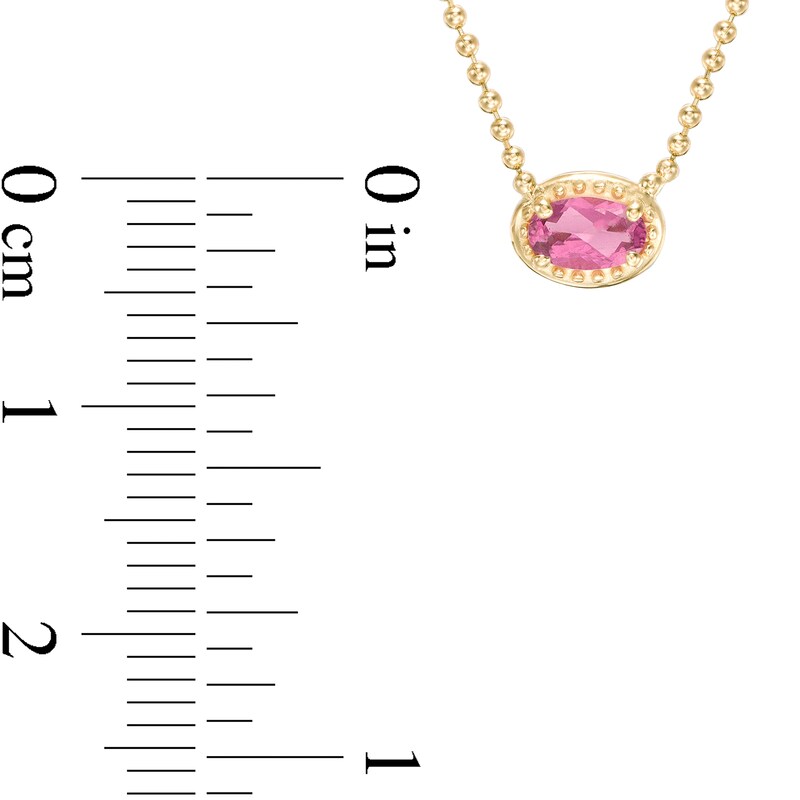 Main Image 3 of Sideways Oval Pink Sapphire Solitaire Necklace in 10K Gold