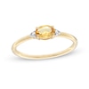 Sideways Oval Yellow and White Sapphire Ring in 10K Gold