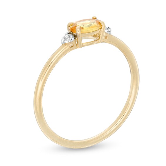 Sideways Oval and White Sapphire Ring in 10K Gold