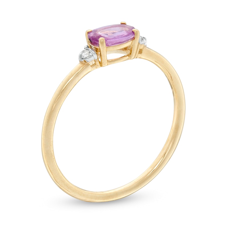 Sideways Oval Pink and White Sapphire Ring in 10K Gold