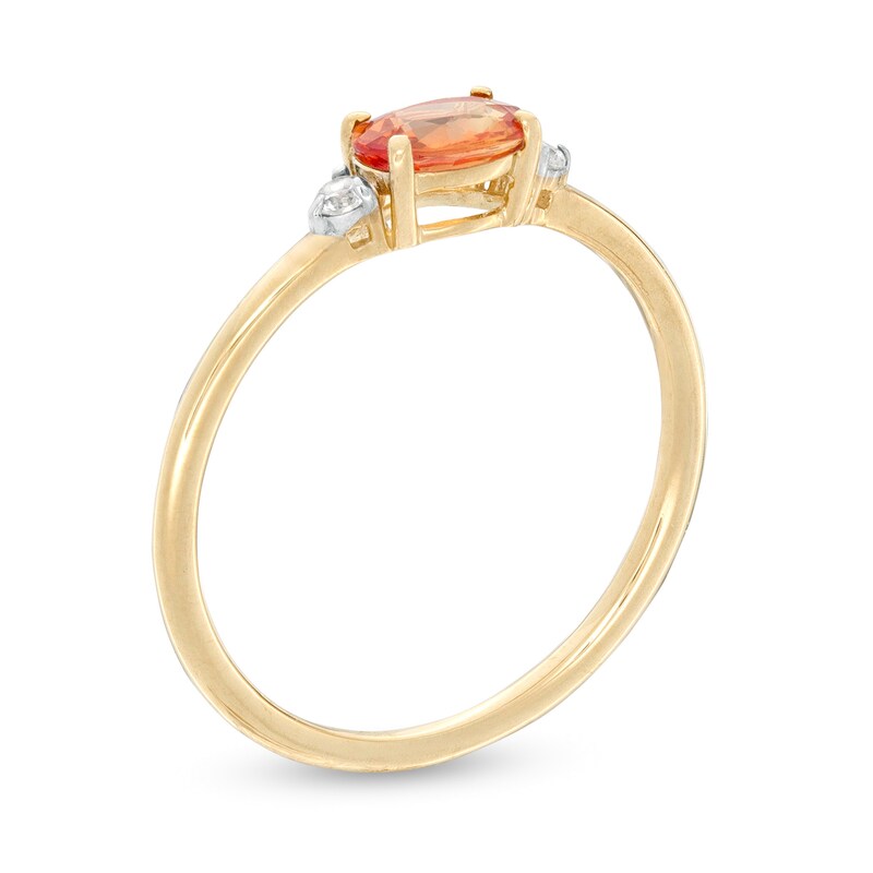 Main Image 2 of Sideways Oval Orange and White Sapphire Ring in 10K Gold