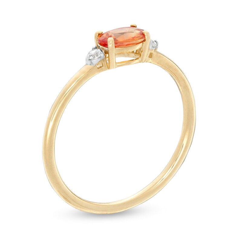 Sideways Oval Orange and White Sapphire Ring in 10K Gold