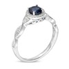 Thumbnail Image 2 of 5.0mm Lab-Created Blue Sapphire and 1/10 CT. T.W. Diamond Cascading Ring in Sterling Silver