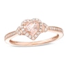 5.0mm Heart-Shaped Morganite and 1/6 CT. T.W. Diamond Ring in 10K Rose Gold