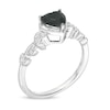 Thumbnail Image 2 of 6.0mm Heart-Shaped Black Sapphire and 1/20 CT. T.W. Diamond Vine Vintage-Style Ring in 10K White Gold