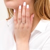 Thumbnail Image 2 of 6.0mm Cushion-Cut Morganite and 1/15 CT. T.W. Diamond Heart-Sides Ring in 10K Rose Gold