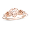Thumbnail Image 0 of 5.0mm Heart-Shaped Morganite and Diamond Accent Open Filigree Shank Ring in 10K Rose Gold