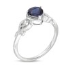 Thumbnail Image 2 of 5.0mm Heart-Shaped Lab-Created Blue Sapphire and Diamond Accent Vintage-Style Filigree Ring in 10K White Gold