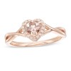 Thumbnail Image 1 of 5.0mm Heart-Shaped Morganite and 1/15 CT. T.W. Diamond Frame Open Crossover Ring in 10K Rose Gold