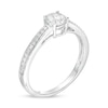 Thumbnail Image 3 of 5.0mm Lab-Created White Sapphire and 1/15 CT. T.W. Diamond Ring in 10K White Gold