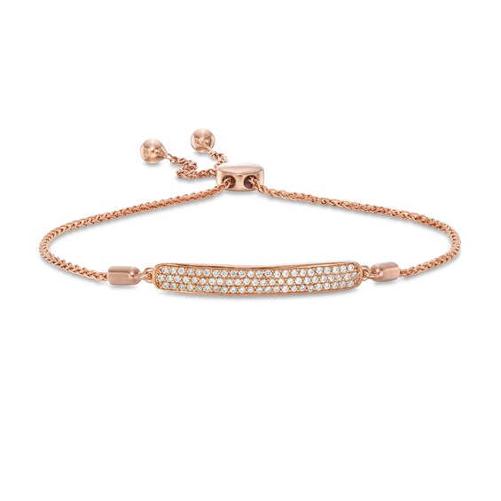 1/4 CT. T.w. Diamond Multi-Row Bar Bolo Bracelet in 10K Rose Gold - 9.5"