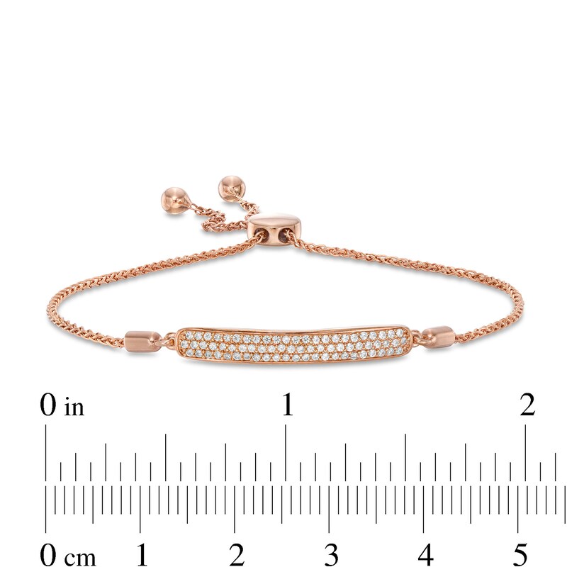 Main Image 3 of 1/4 CT. T.W. Diamond Multi-Row Bar Bolo Bracelet in 10K Rose Gold - 9.5"