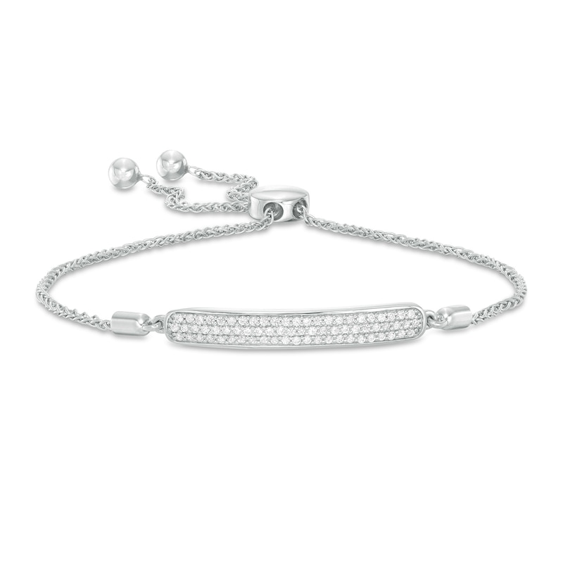 Main Image 1 of 1/4 CT. T.W. Diamond Multi-Row Bar Bolo Bracelet in 10K White Gold - 9.5"
