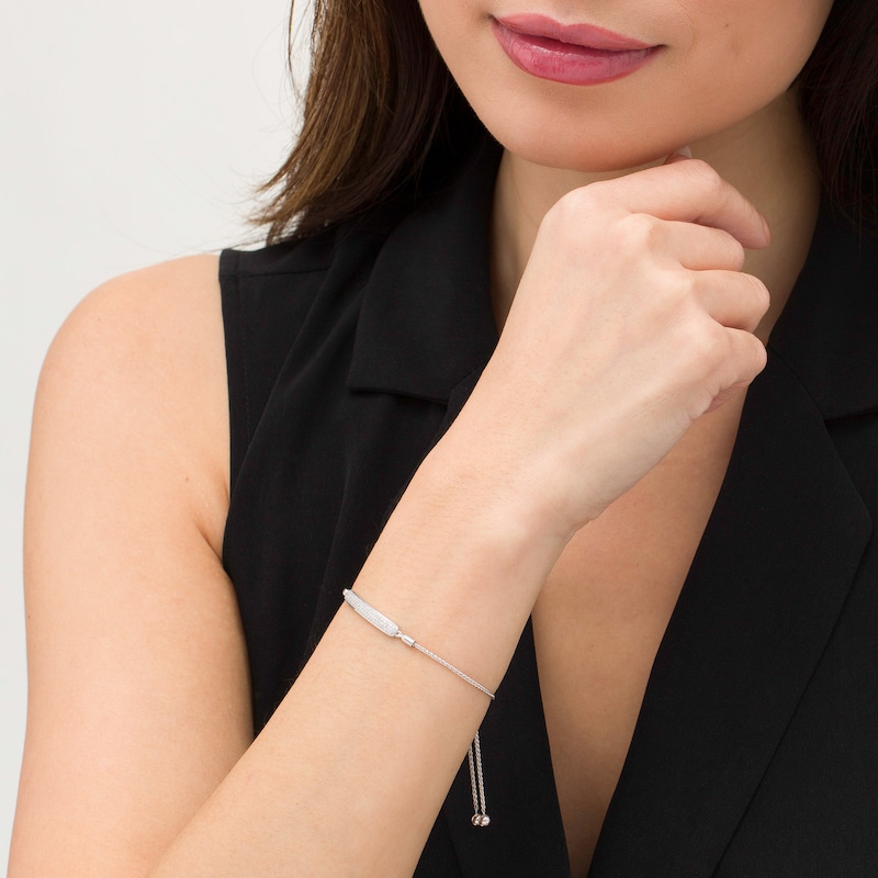 Main Image 2 of 1/4 CT. T.W. Diamond Multi-Row Bar Bolo Bracelet in 10K White Gold - 9.5"