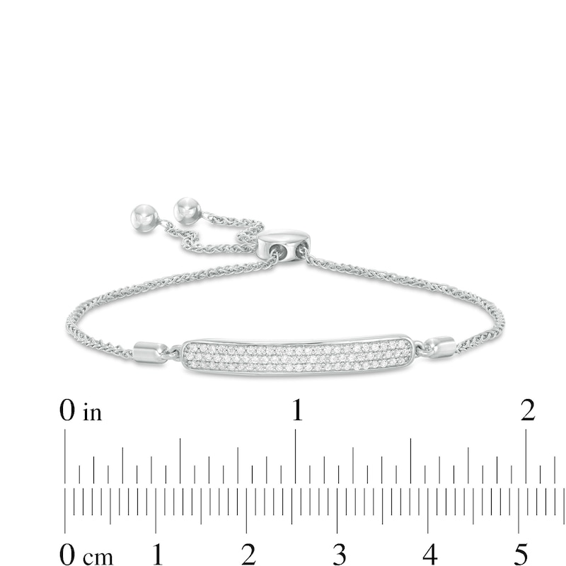 Main Image 3 of 1/4 CT. T.W. Diamond Multi-Row Bar Bolo Bracelet in 10K White Gold - 9.5"
