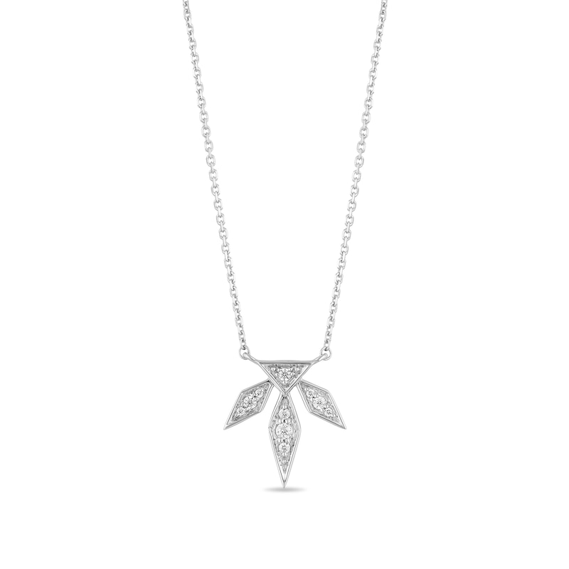 Main Image 1 of Enchanted Disney Elsa 1/10 CT. T.W. Diamond Snowflake Necklace in Sterling Silver