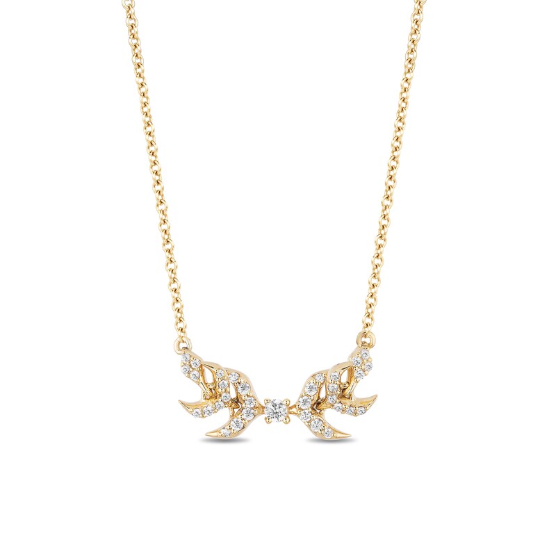Main Image 1 of Enchanted Disney Anna 1/5 CT. T.W. Diamond Double Wheat Necklace in 10K Gold