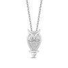 Thumbnail Image 1 of Enchanted Disney Aurora 1/10 CT. T.W. Diamond Owl Pendant in Sterling Silver - 19"
