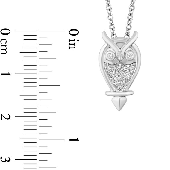 Enchanted Disney Aurora 1/10 CT. T.w. Diamond Owl Pendant in Sterling Silver - 19"
