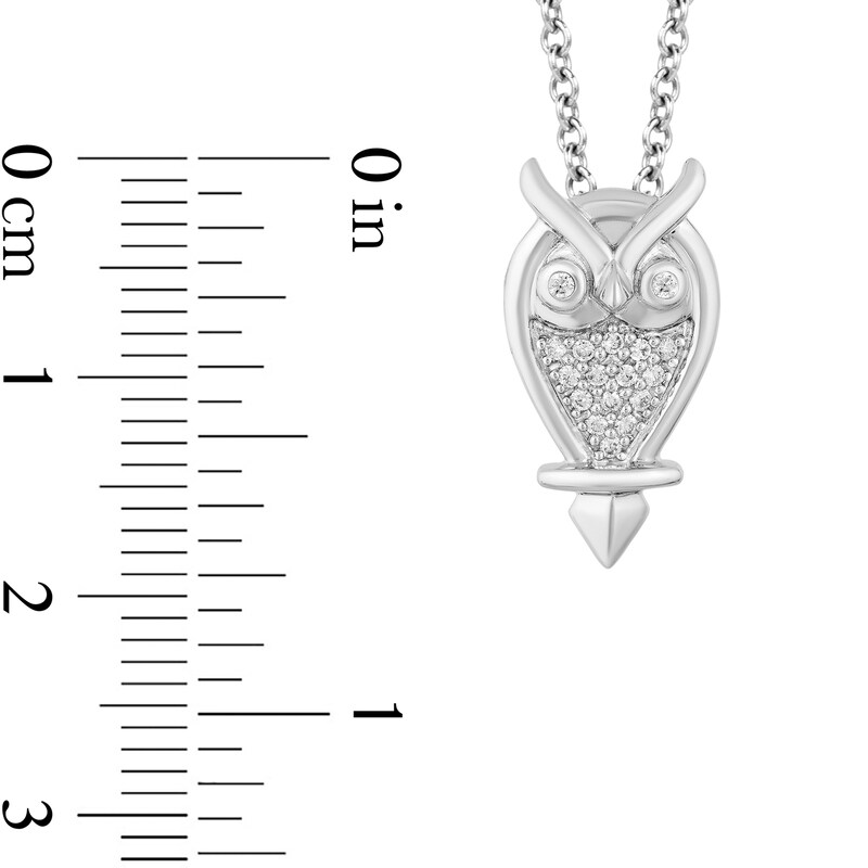 Main Image 3 of Enchanted Disney Aurora 1/10 CT. T.W. Diamond Owl Pendant in Sterling Silver - 19"