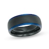Thumbnail Image 1 of 8.0mm Stepped Edge Wedding Band in Blue and Black IP Tantalum