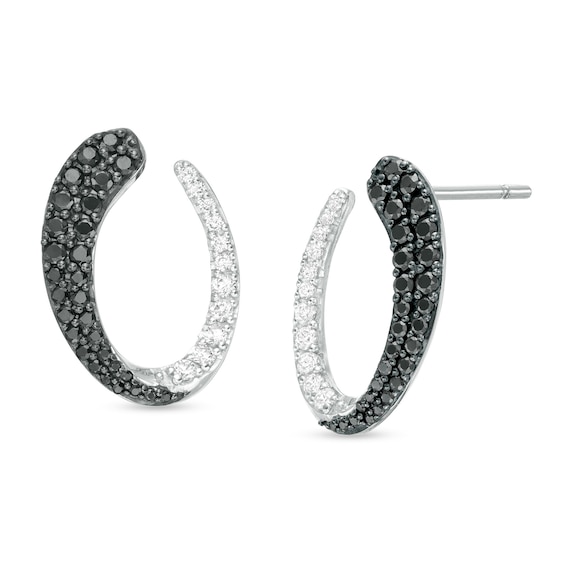 1/2 CT. T.W. Enhanced Black and White Diamond Drop Earrings in Sterling Silver 1/2 CT. T.W. Enhanced Black and White Diamond Drop Earrings in Sterling Silver