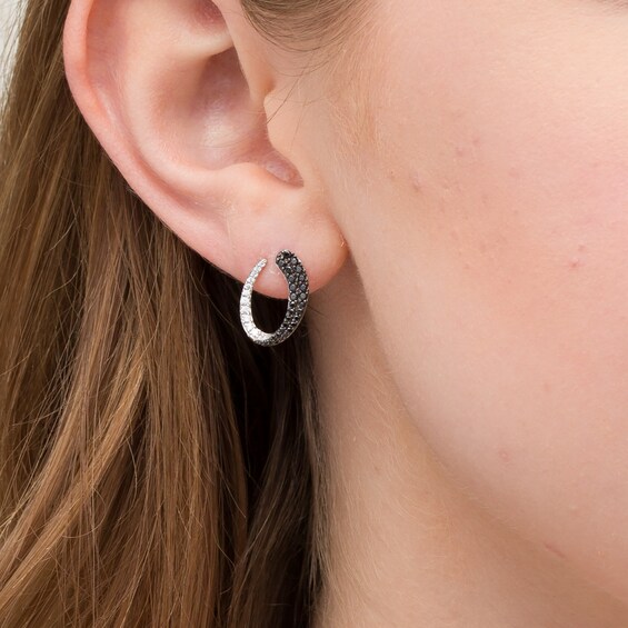 1/2 CT. T.W. Enhanced Black and White Diamond Drop Earrings in Sterling Silver 1/2 CT. T.W. Enhanced Black and White Diamond Drop Earrings in Sterling Silver