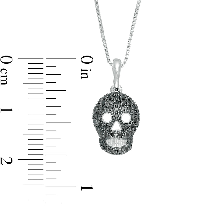 Main Image 3 of 1/4 CT. T.W. Black Diamond Skull Pendant in Sterling Silver