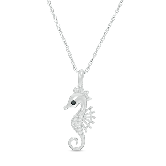1/20 CT. T.W. Enhanced Black and White Diamond Seahorse Pendant in Sterling Silver 1/20 CT. T.W. Enhanced Black and White Diamond Seahorse Pendant in Sterling Silver